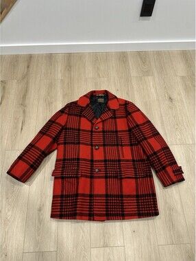 Vintage Pendleton Wool Jacket Car Coat Buffalo Plaid Quilted Lining
